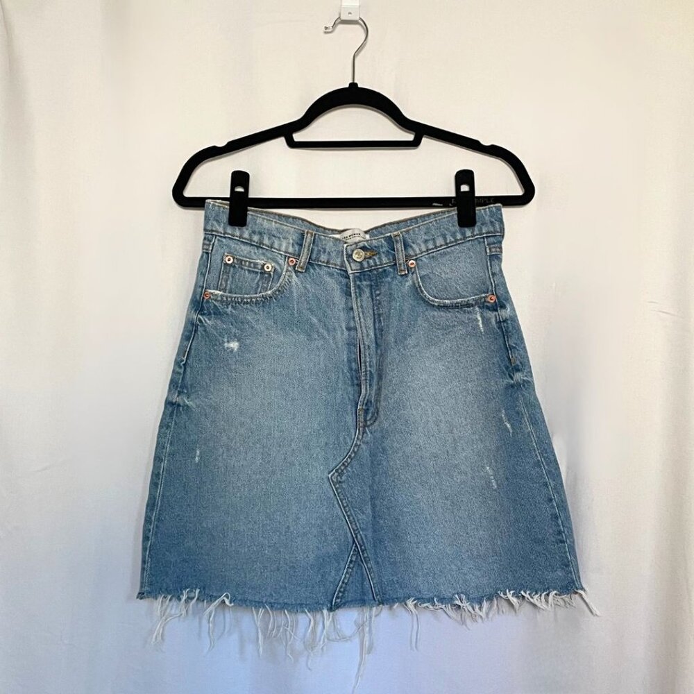 Zara A-line Mini Denim Skirt, Frayed, Medium